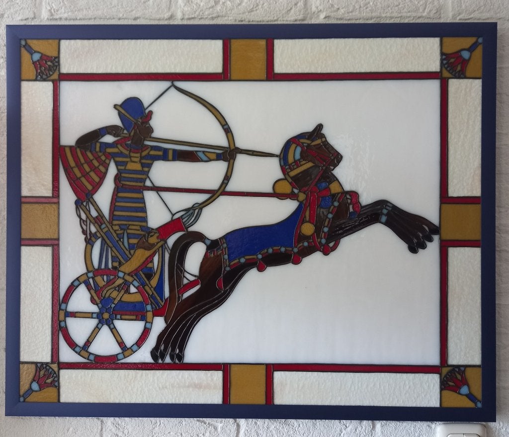 Glas in lood tableau met Tiffany techniek gemaakt, Ophalen