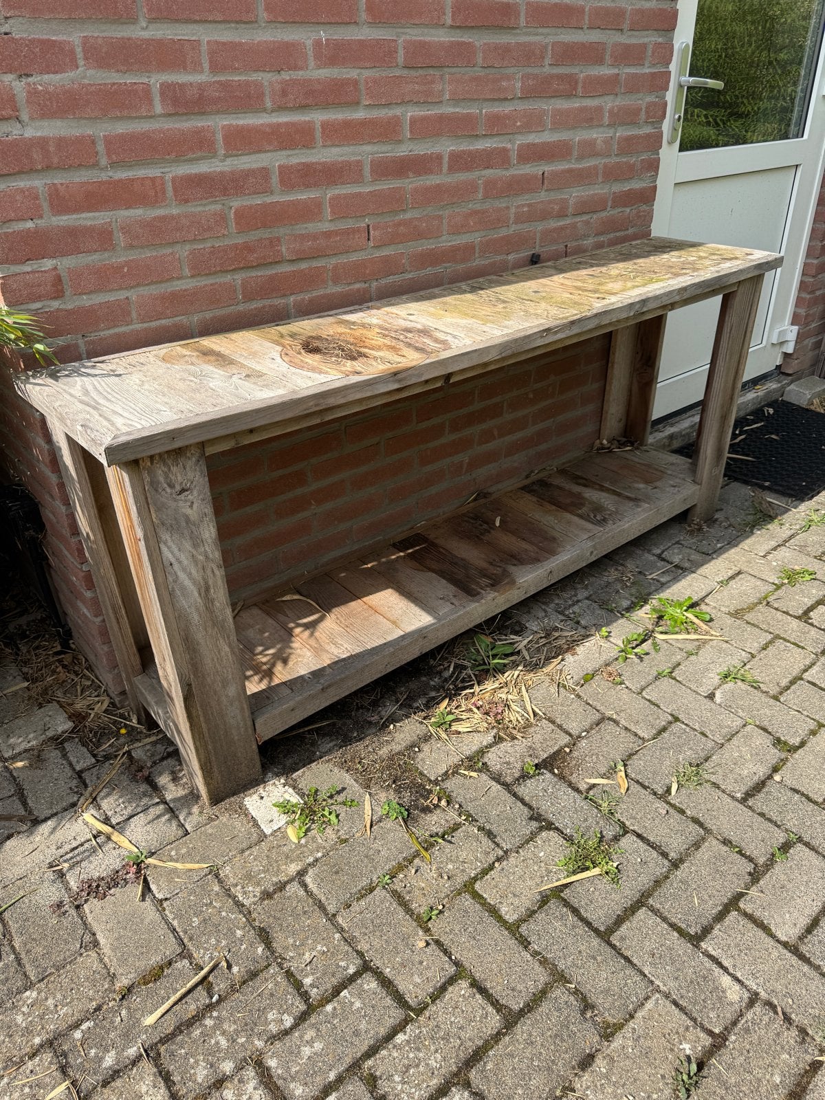 GRATIS houten plantentafel voor buiten, Ophalen, Gebruikt, Rechthoekig, Hout