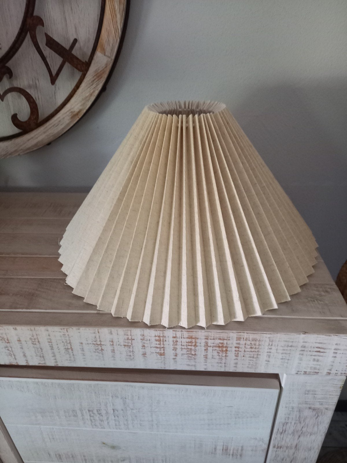 plissé lampenkap beige, Ophalen, Natuurlijk materiaal, Beige, Rond