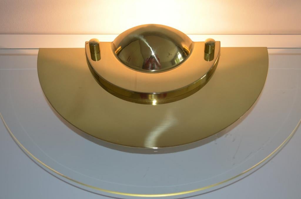Vintage Dijkstra Wandlamp – Hollywood Regency – Messing&Glas, Ophalen of Verzenden
