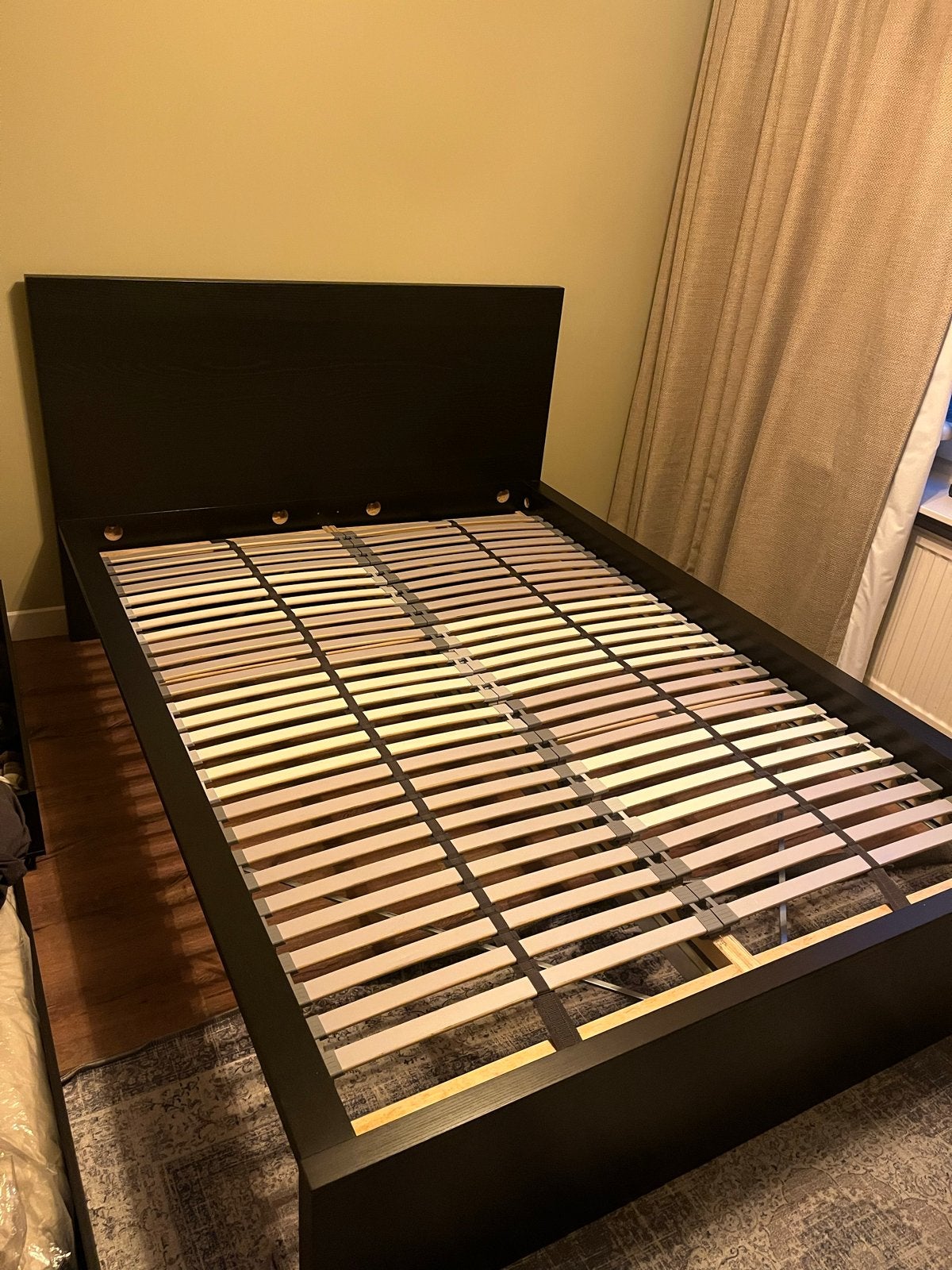 Ikea malm bed 140 cm x 200 cm met lades, Ophalen, Gebruikt, Zwart, Tweepersoons