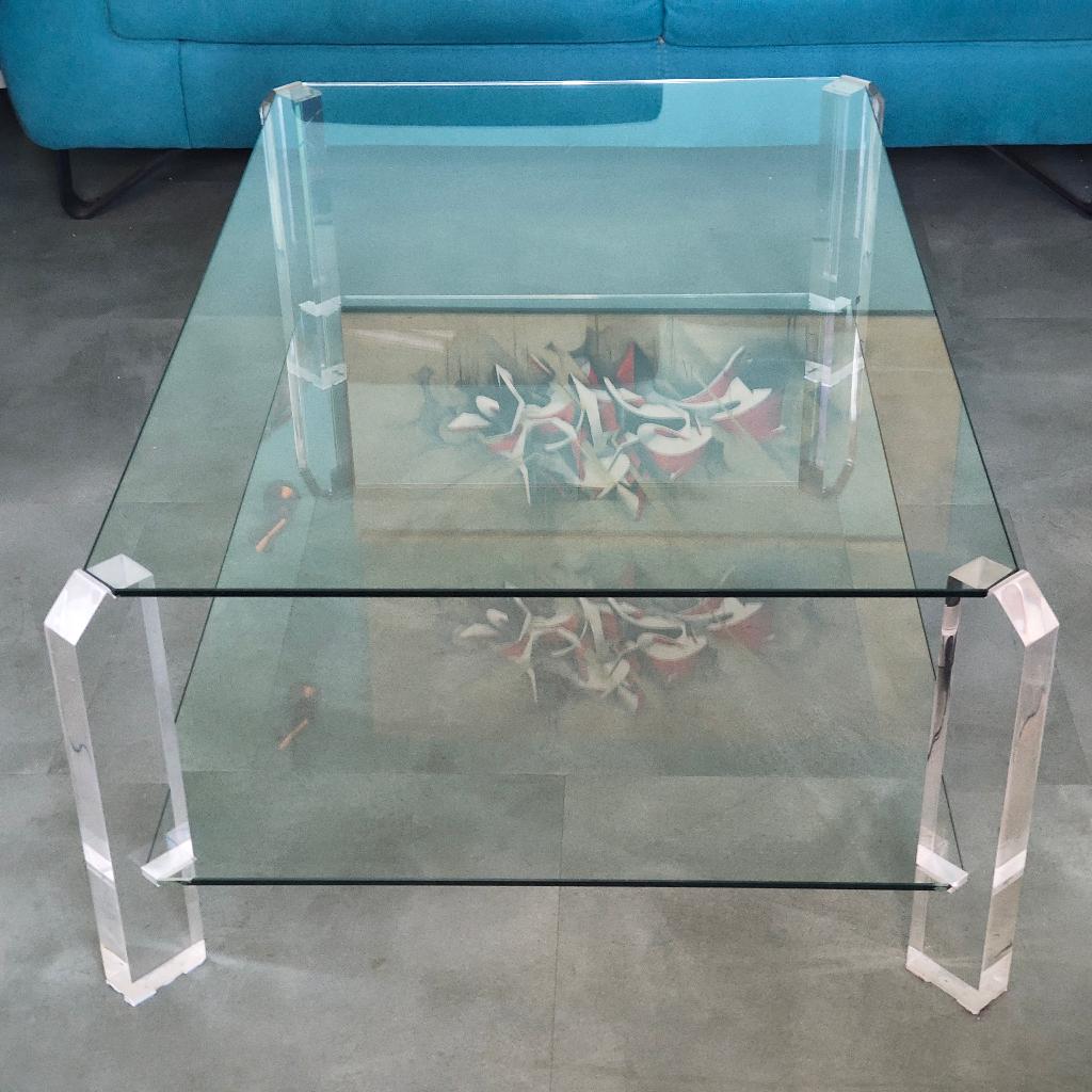 Glazen salon tafel van Bor Design, Huis en Inrichting, Tafels | Salontafels, Ophalen, Gebruikt, 100 tot 150 cm, 50 tot 100 cm