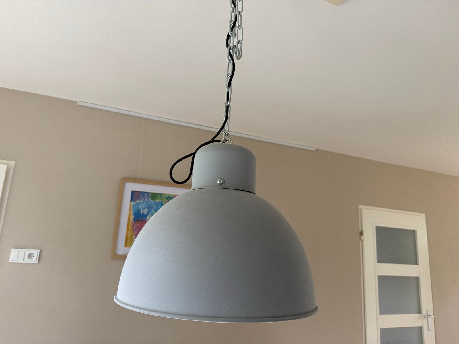 Set van 2 Vt wonen hanglampen - grijs, Ophalen, Gebruikt, Metaal, E27 (groot)