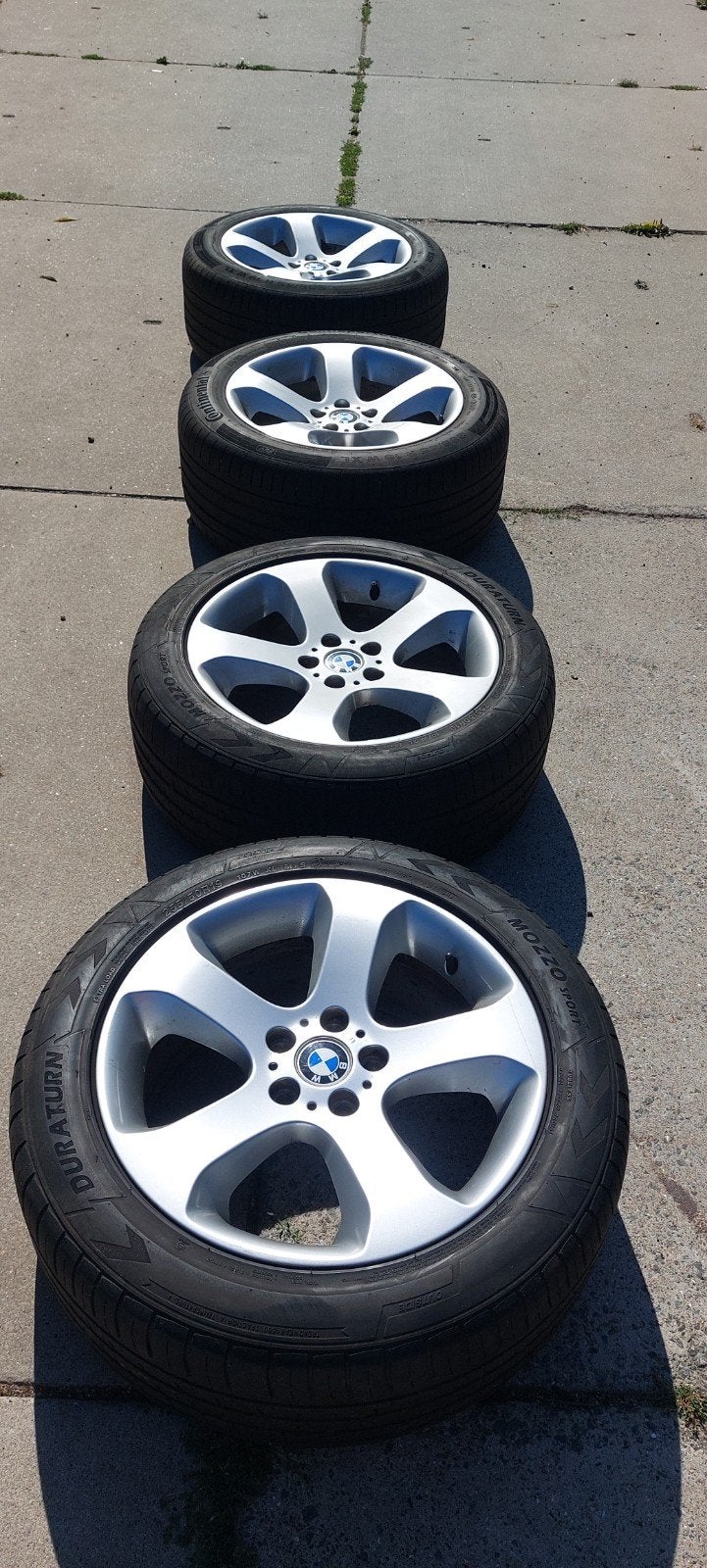 Originele 19 inch BMW Breedset Velgen + Banden (5 mm profiel, Gebruikt, 255 mm, Banden en Velgen, Winterbanden
