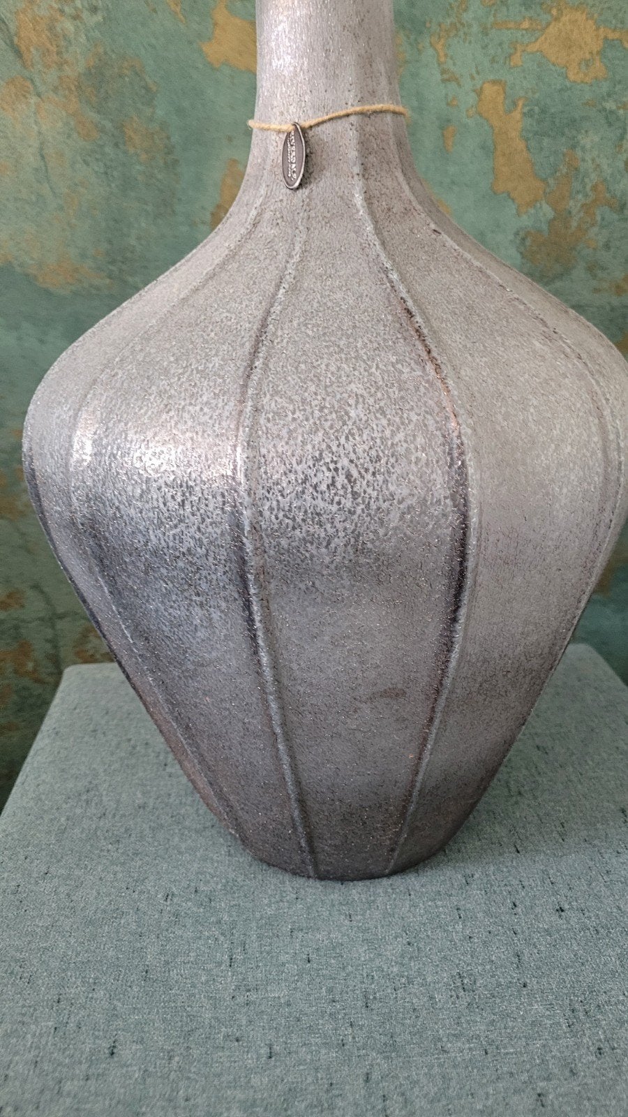 Riverdale vaas, zilverkleurig, 48 cm hoog, Ophalen, Gebruikt, Met patroon/structuur, Glas
