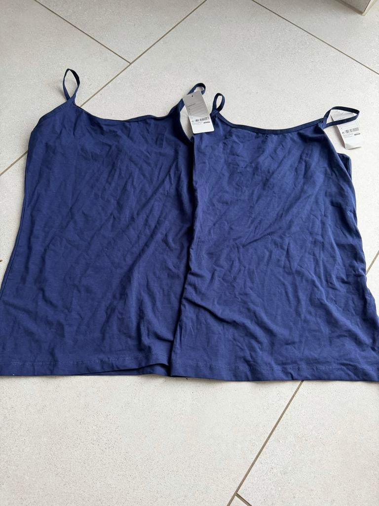 2x HEMA Blauwe Spaghettibandjes Topjes Maat XS Nieuw, Ophalen of Verzenden, Zo goed als nieuw