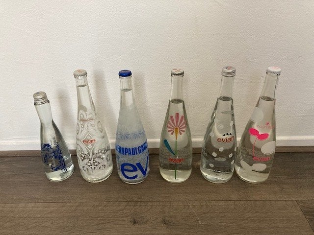 Evian water flessen limited edition 6 stuks, Ophalen, Zo goed als nieuw, Overige typen