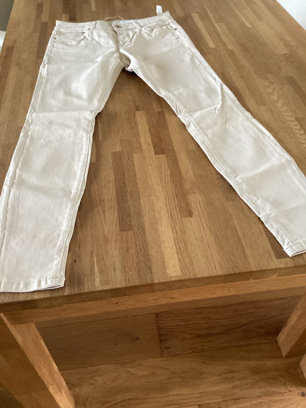 Zara Crème Skinny Jeans Maat 38 met Coating, Maat 38/40 (M), Beige, Ophalen of Verzenden, Zo goed als nieuw