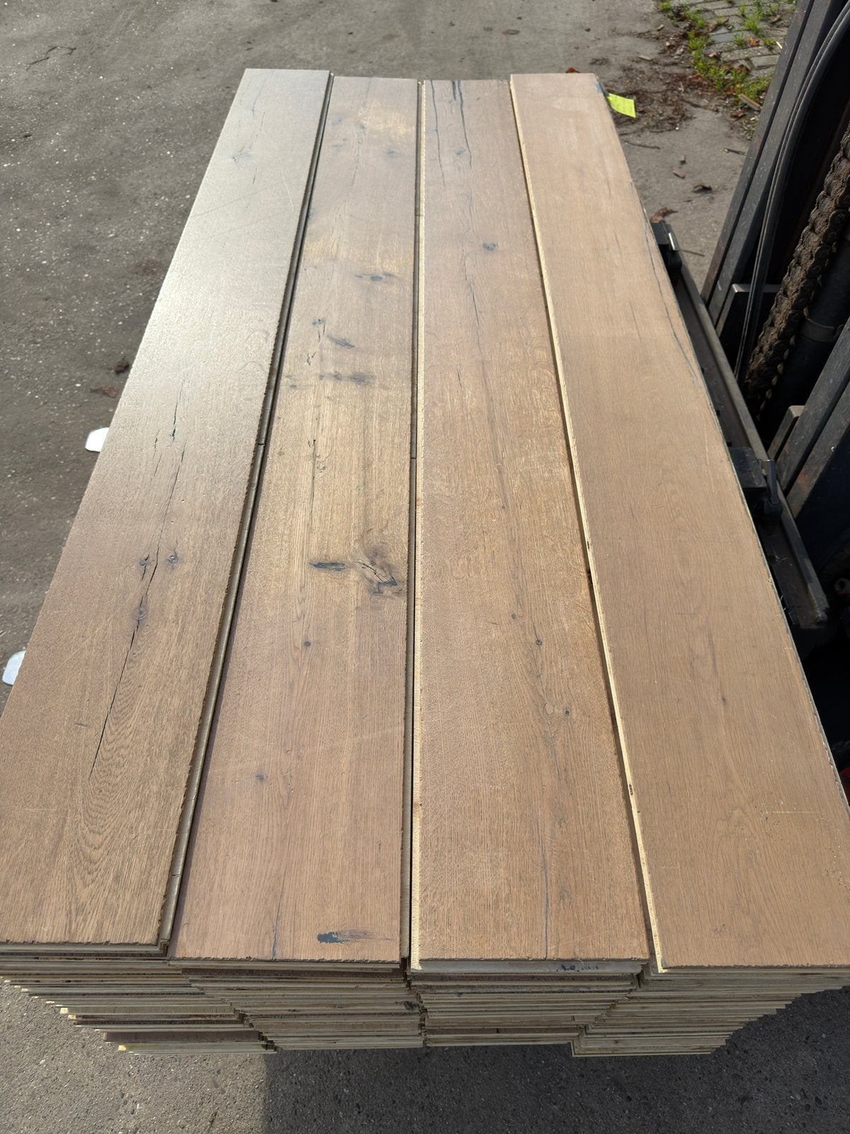 Eiken vloer 37 m2 multivloer 19 cm breed 2 cm dik top 6 mm, Ophalen, Gebruikt, Vloerdelen of -planken, 10 m² of meer