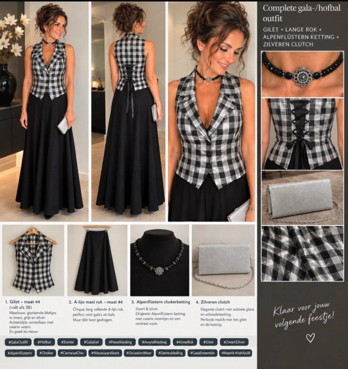 Complete gala-/hofbal outfit, Kleding | Dames, Maat 38/40 (M), Ophalen of Verzenden, Kleding, Overige thema's