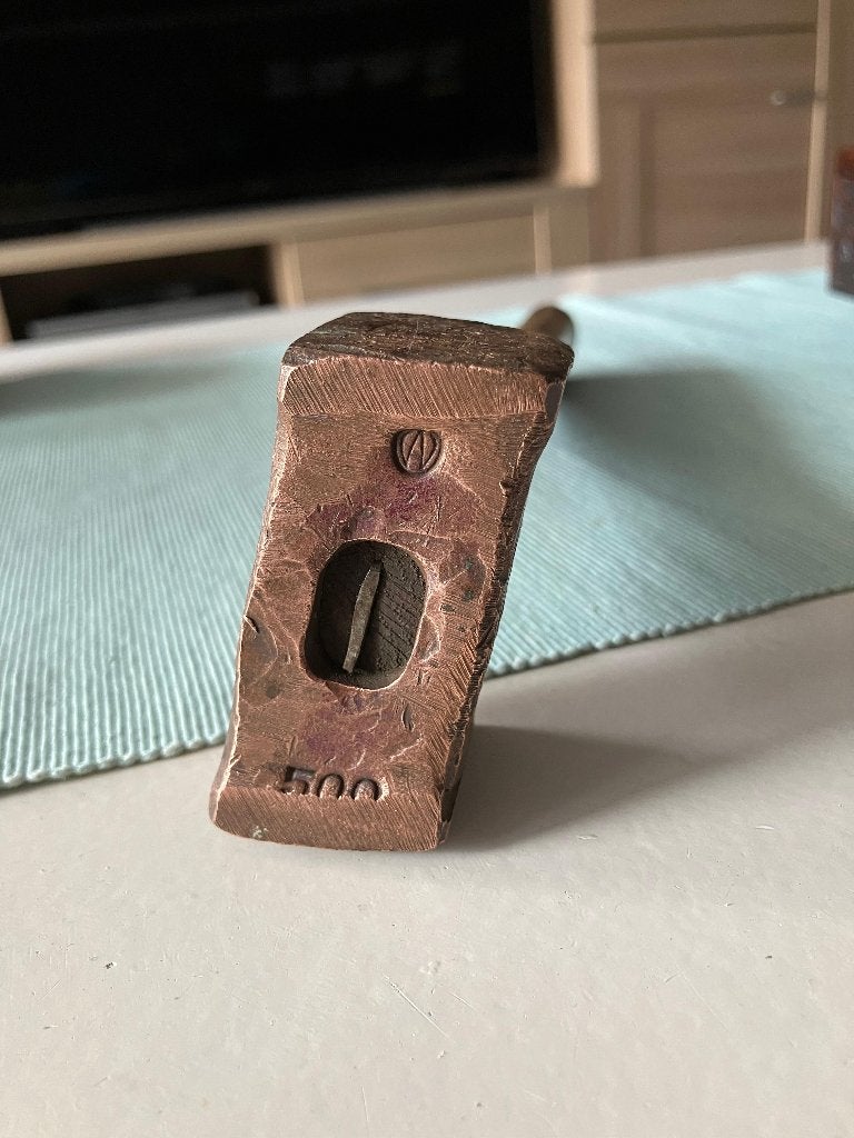 Oude rood koperen hamer van 500 gram., Antiek en Kunst, Antiek | Gereedschap en Instrumenten, Ophalen of Verzenden