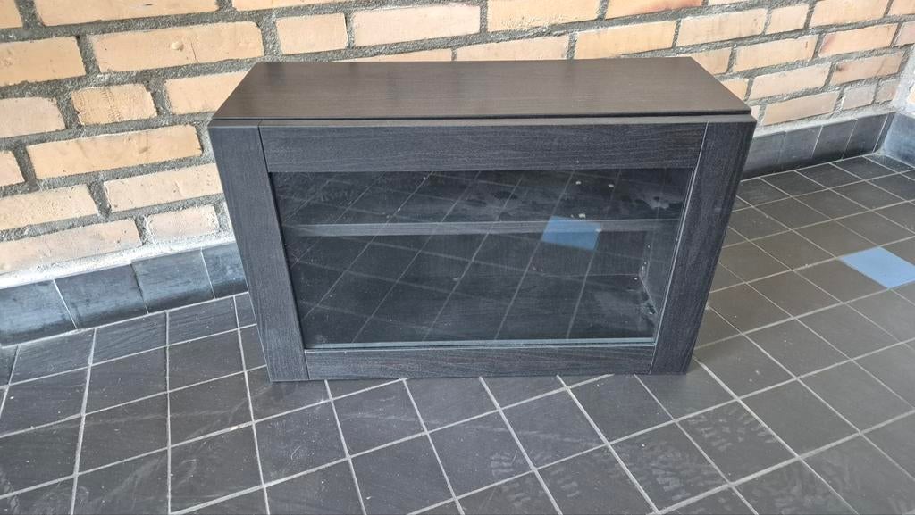 Ikea Besta kastje zwart met vitrinedeur 60x20x38, Ophalen, Zo goed als nieuw, Minder dan 150 cm, Minder dan 100 cm