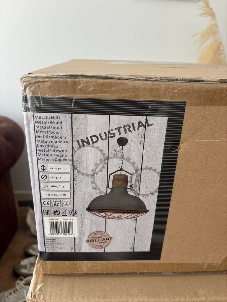 Brilliant Emma Industriële Hanglamp - Nieuw in Doos, Ophalen of Verzenden, Nieuw, Metaal, 75 cm of meer