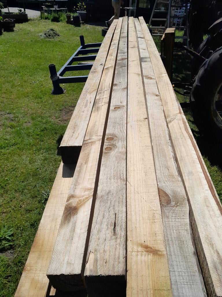 Partij ongebruikt balkhout 5.30 x 10x10, Ophalen, Nieuw, 250 cm of meer, Balken
