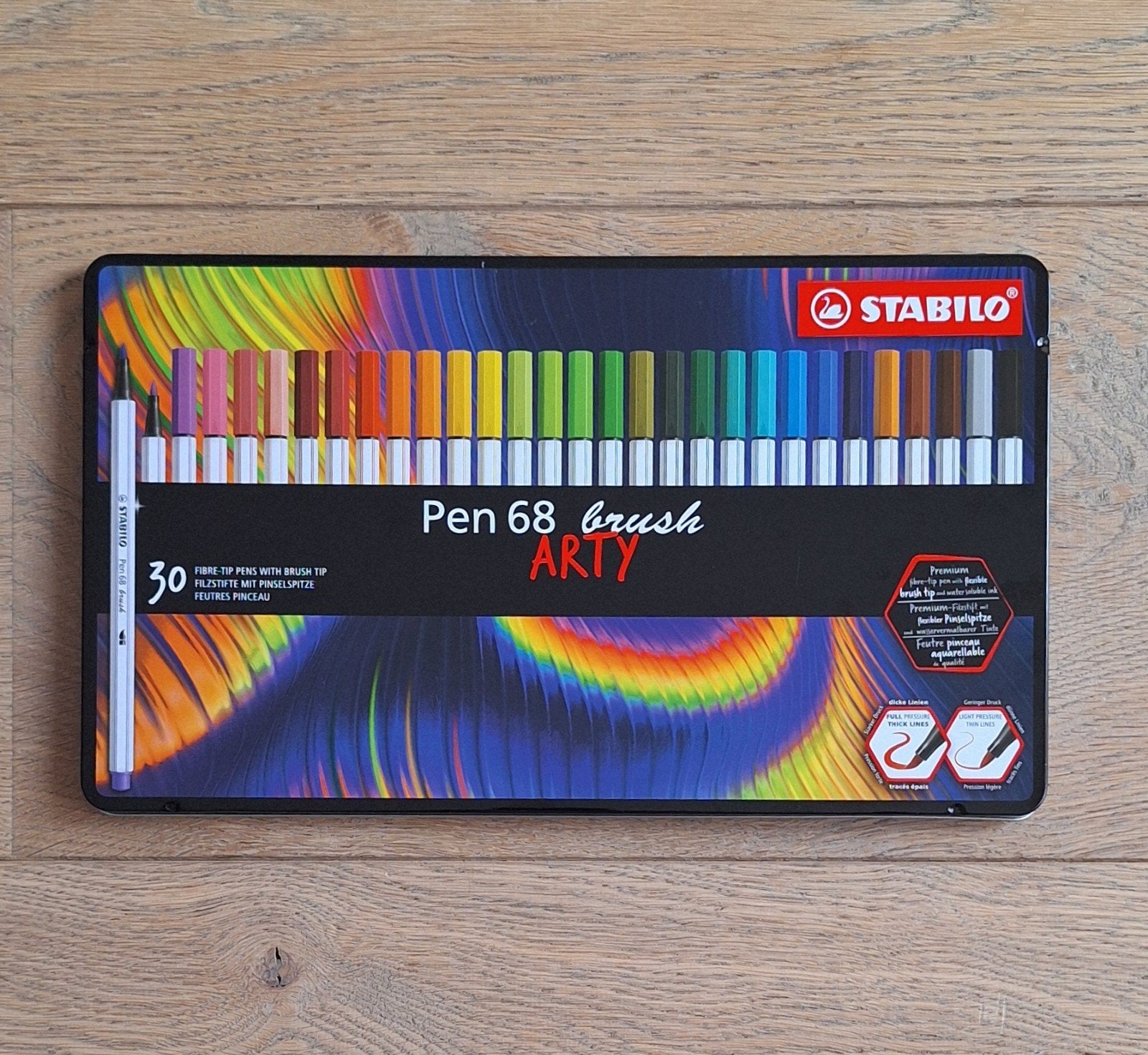 STABILO Pen 68 brush ARTY - 30 brushpennen in blik, Ophalen of Verzenden, Zo goed als nieuw, Potlood of Stift