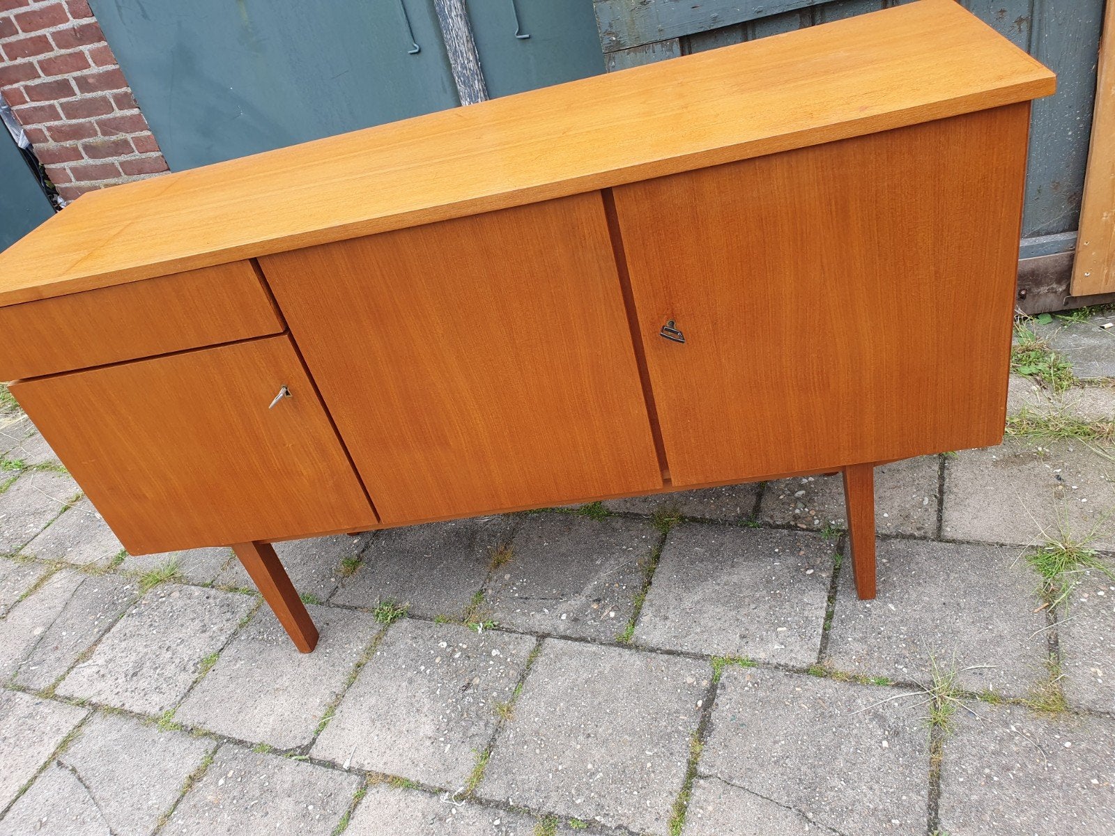 Vintage Side/Board Dressoir/Wandmeubel., Ophalen, Gebruikt, Sixties, Teakhout