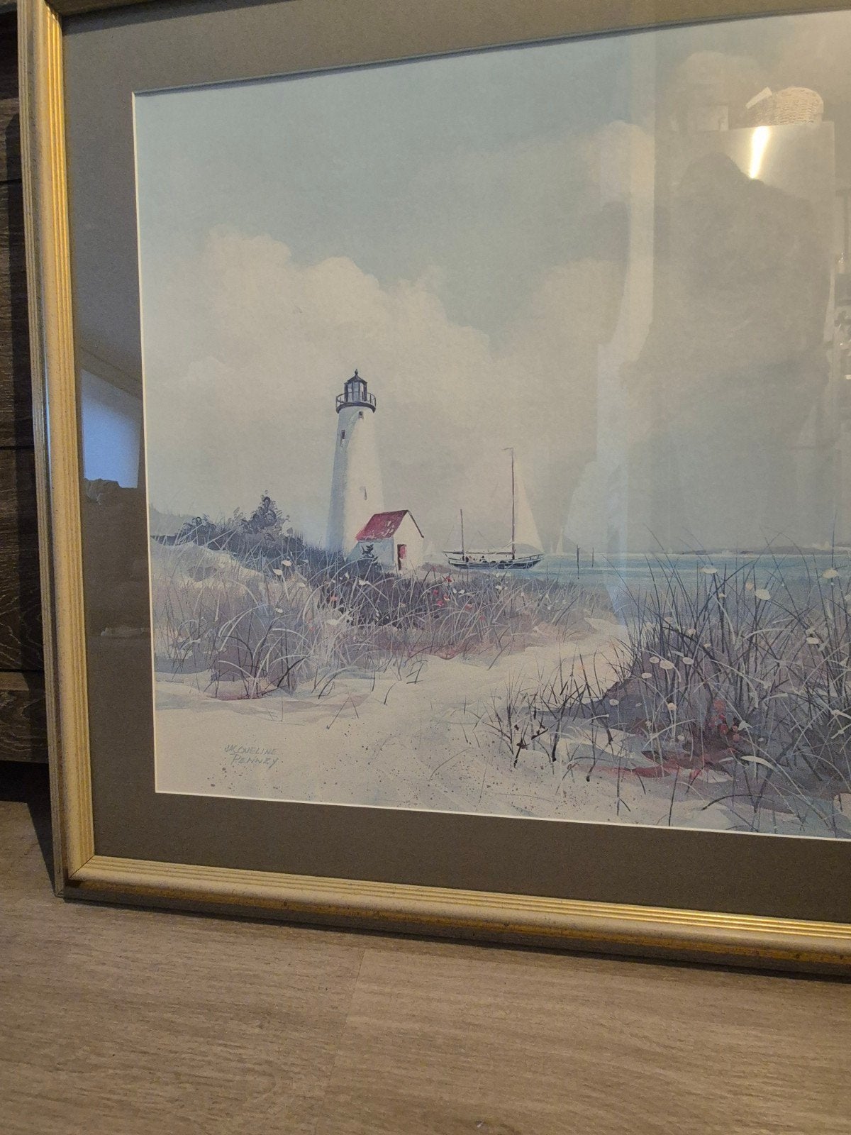 mooi schilderij met vuurtoren van jacqueline penney, Ophalen, Achter glas, Landschap