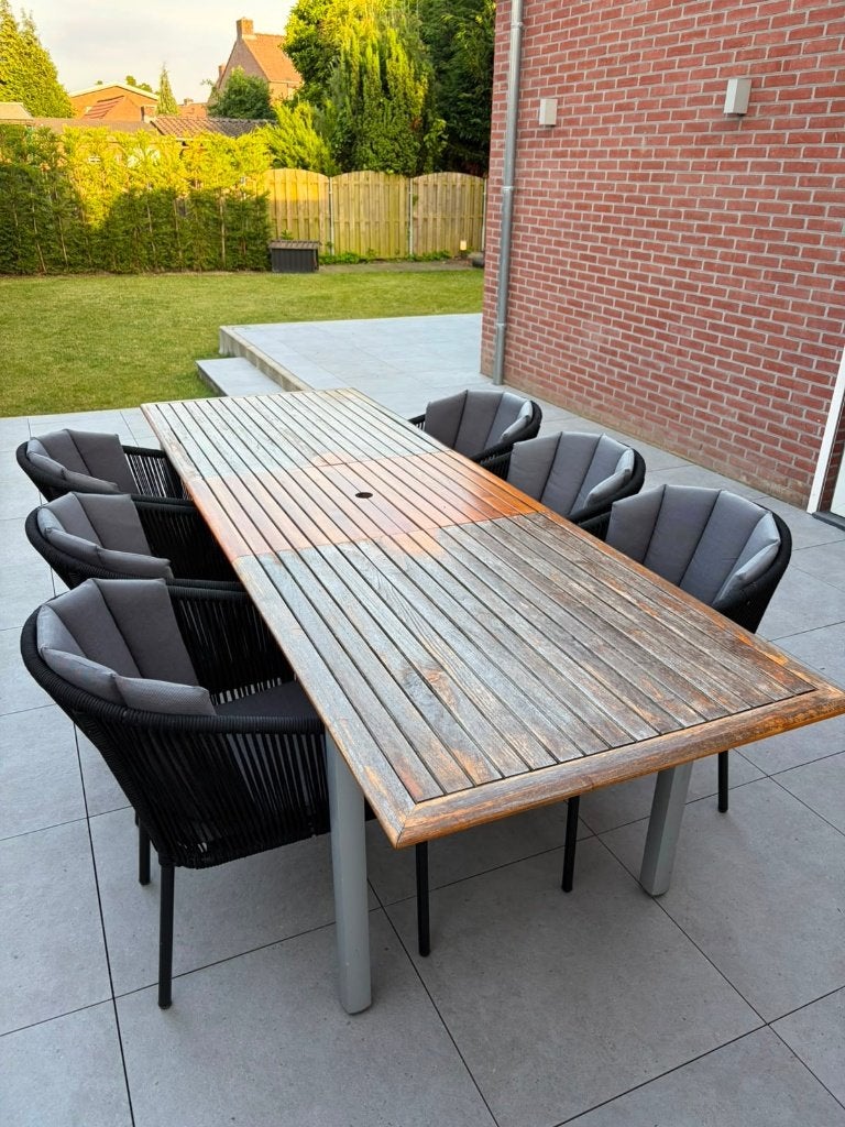 Uitschuifbare tuintafel 6-8 personen (exclusief stoelen), Tuin en Terras, Tuintafels, Ophalen, Gebruikt, Rechthoekig, Hout