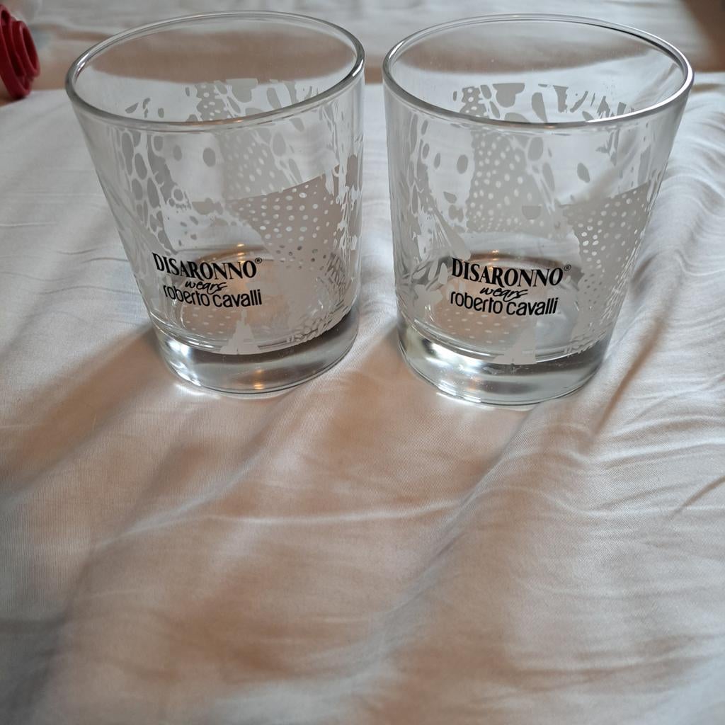 Disaronno wears Roberto Cavalli glazen (2 stuks), Huis en Inrichting, Glas of Glazen, Ophalen of Verzenden, Overige stijlen, Glas