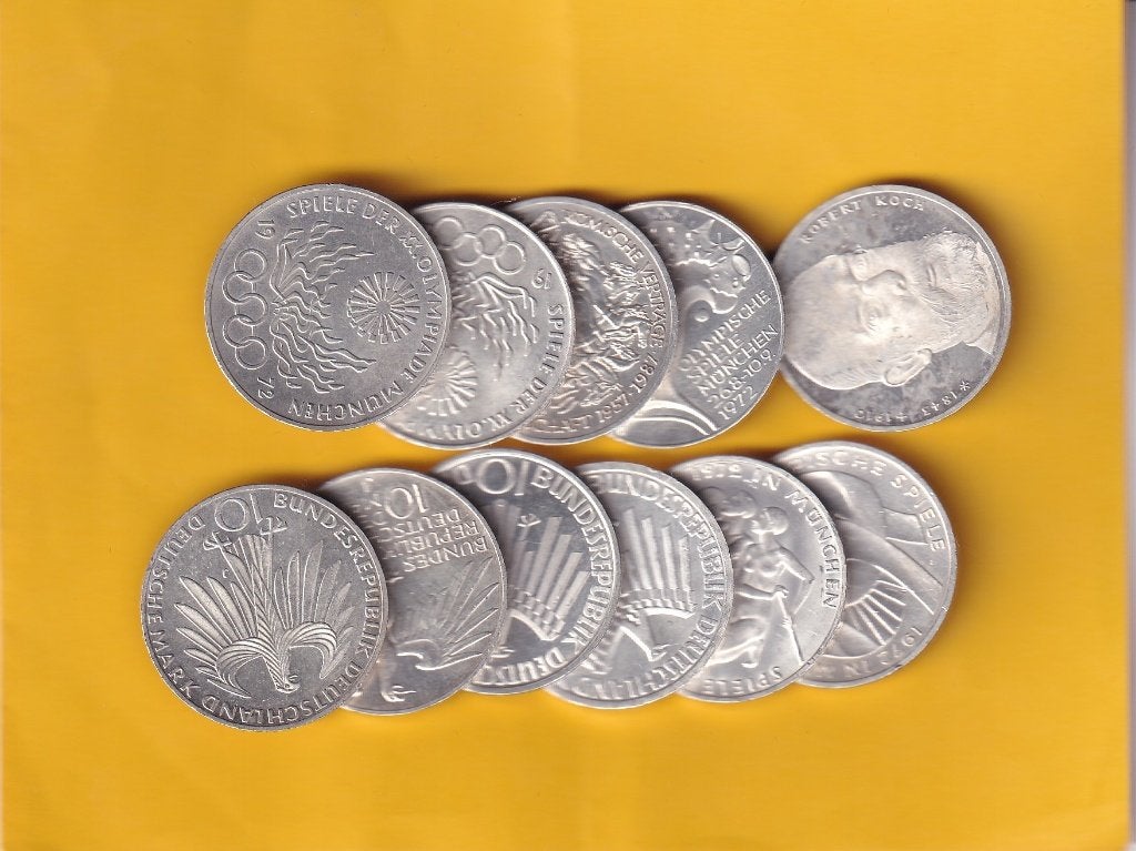 Duitsland 11 zilveren 10 Mark Munten Divers, Verzenden, Duitsland, Losse munt, Zilver