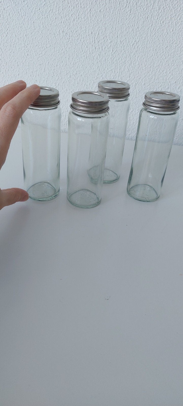 IKEA Kruidenpotjes - Set van 4 glazen potjes, IKEA, Zilver, Ophalen of Verzenden, Voorraadpot