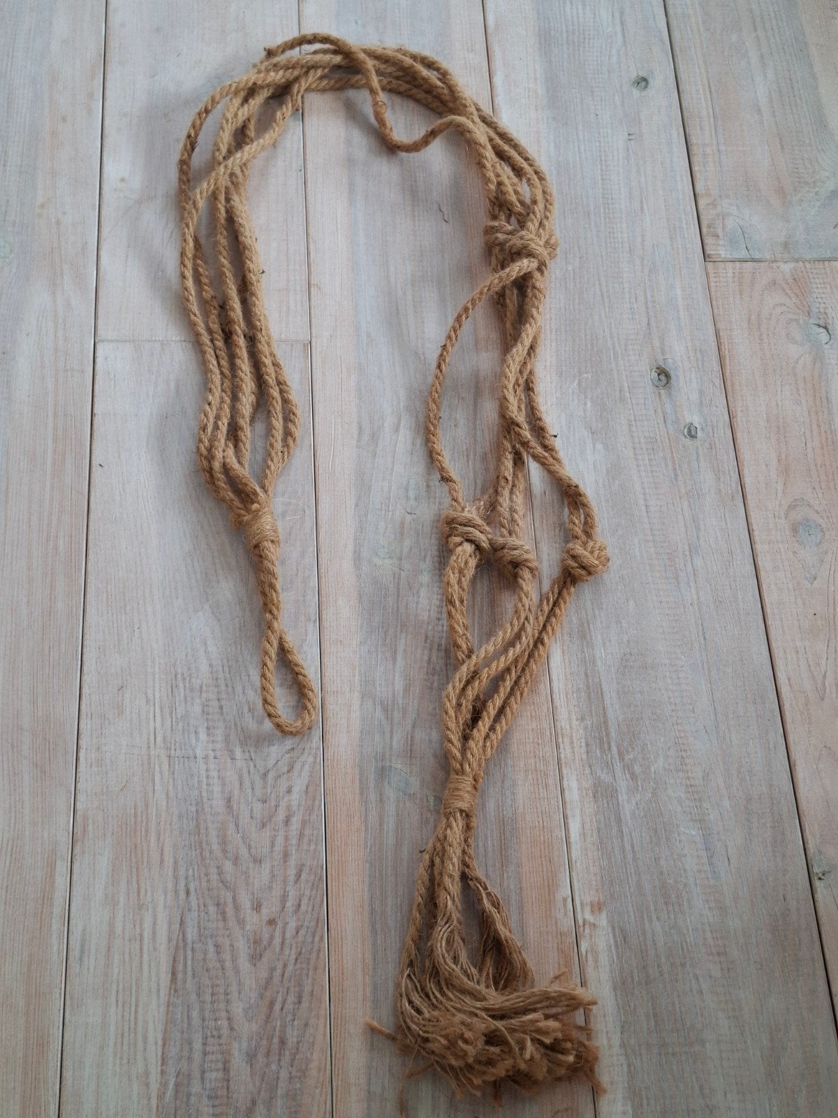 Jute Macrame Plantenhanger XXL - Nieuwstaat, Verzenden, Boho, Zo goed als nieuw, Natuurlijk materiaal