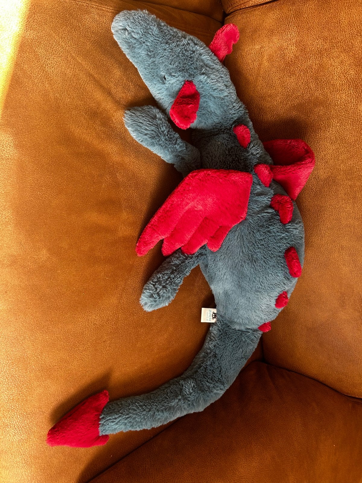 Jellycat Huge Dexter Dragon Knuffel - Groot Formaat, Jellycat, Dinosaurus, Blauw, Ophalen of Verzenden