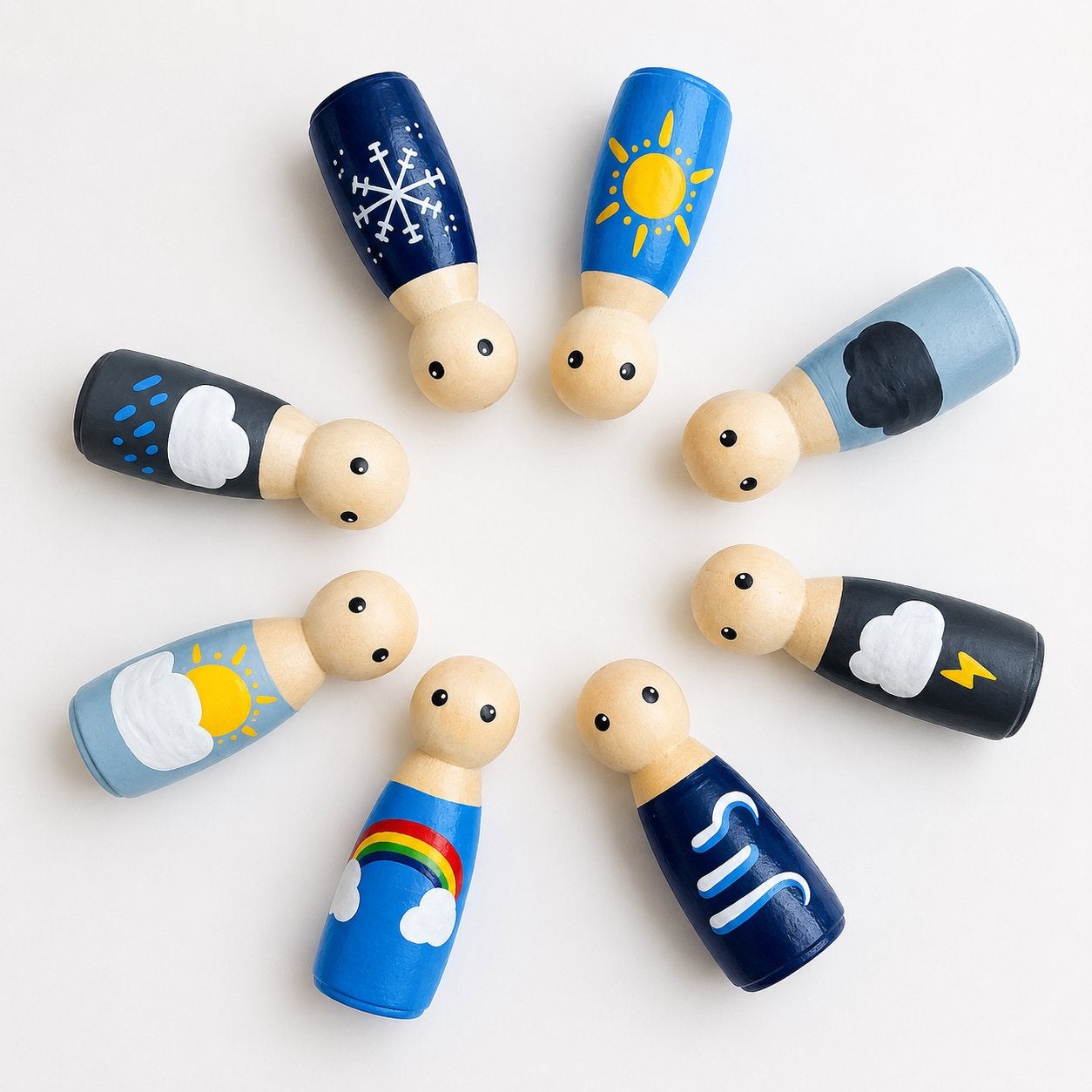 Houten pegdolls - Het weer, Kinderen en Baby's, Michelle-eekkie@outlook.com, Nieuw, Ophalen of Verzenden, Mies en Hout