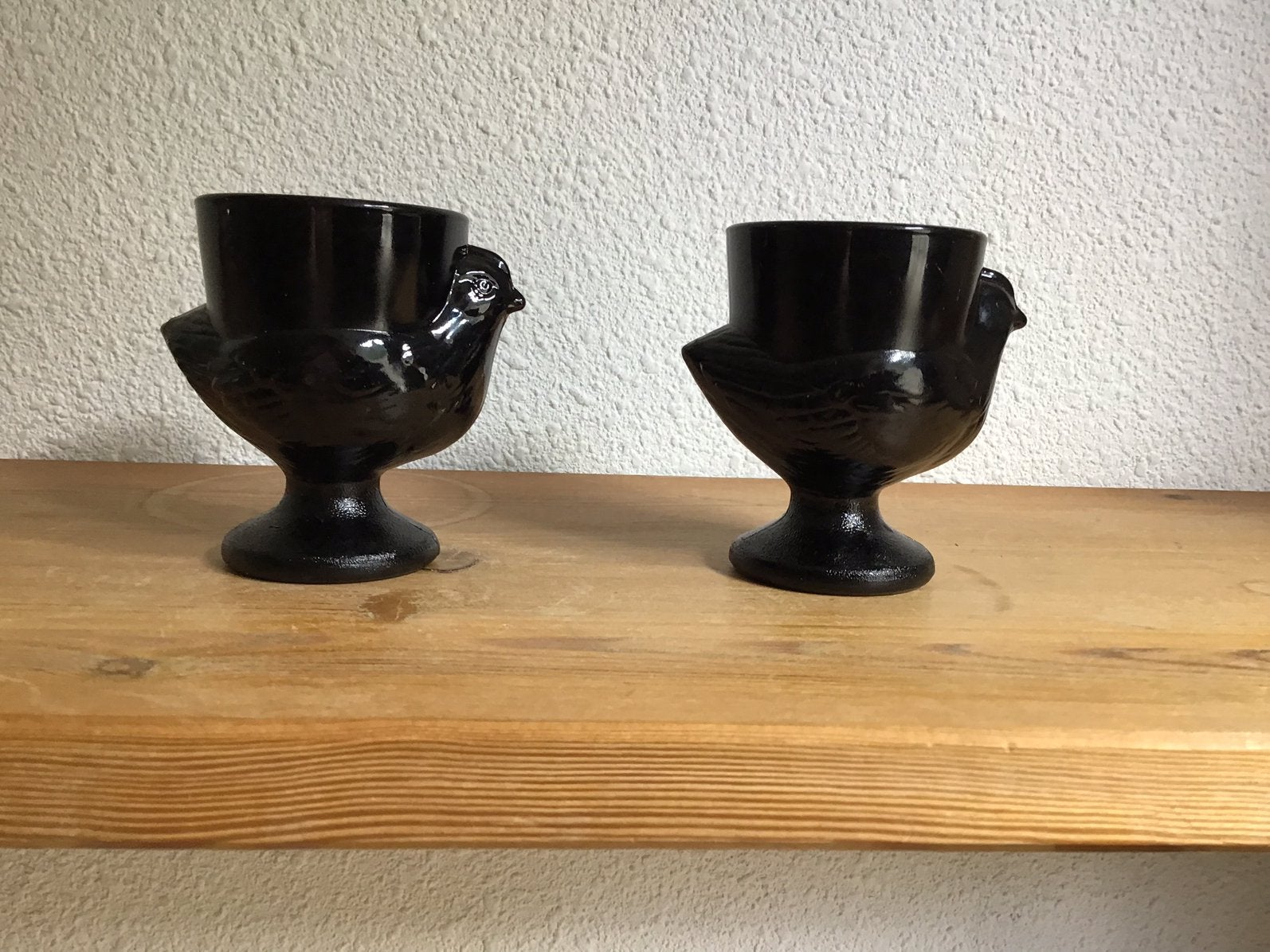 Vintage Luminarc eierdopjes kip zwart., Ophalen of Verzenden, Huis en Inrichting