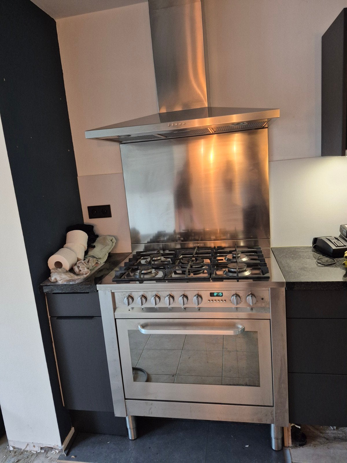 Ariston gasfornuis met Falmec afzuigkap, Ophalen, Gebruikt, 60 cm of meer, Gas