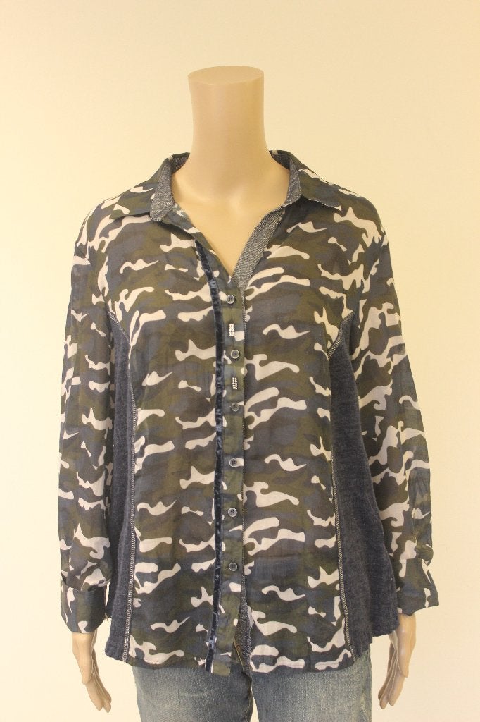 Just White groen/blauwe blouse maat 46, ., Maat 46/48 (XL) of groter, Ophalen of Verzenden, Zo goed als nieuw