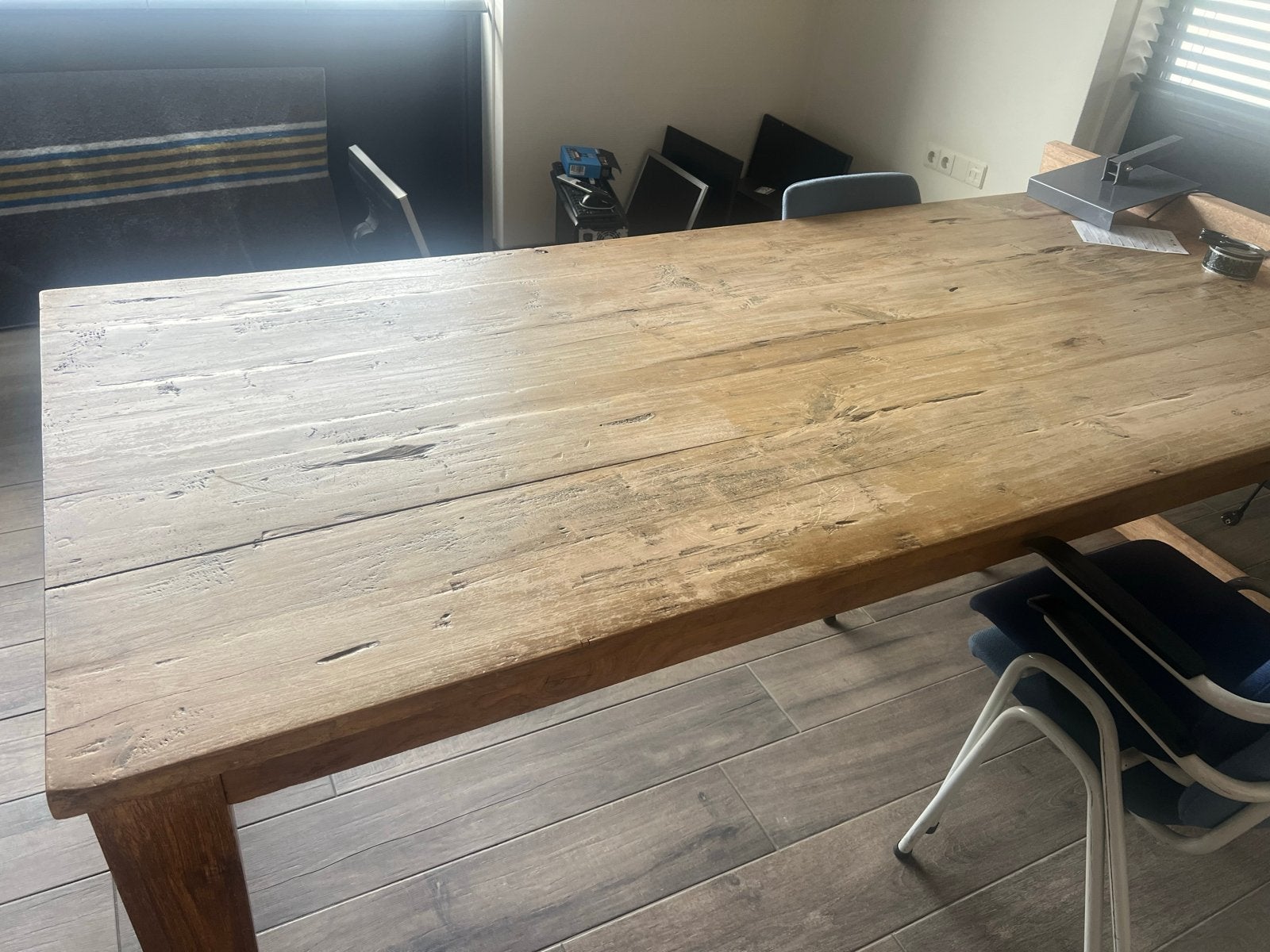 Robuuste houten eettafel - Perfect voor gezellige diners, Ophalen, Gebruikt, 100 tot 150 cm, 200 cm of meer