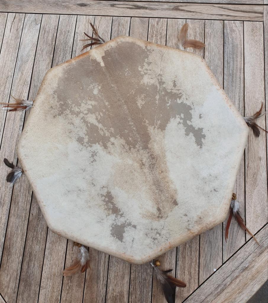 Sjamanendrum 8 hoekig octagon met dumstok zgan, Muziek en Instrumenten, Ophalen of Verzenden, Zo goed als nieuw, Trommel