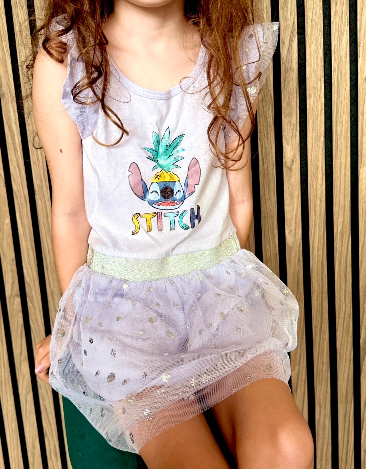 Disney Stitch jurk maat 122-128 tule rok volant, Ophalen of Verzenden, Gebruikt, Meisje, Jurk of Rok