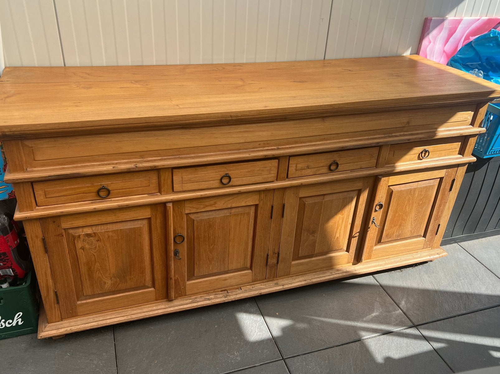 Teak dressoir 1.88 breed, Ophalen, Gebruikt, 150 tot 200 cm, Teakhout