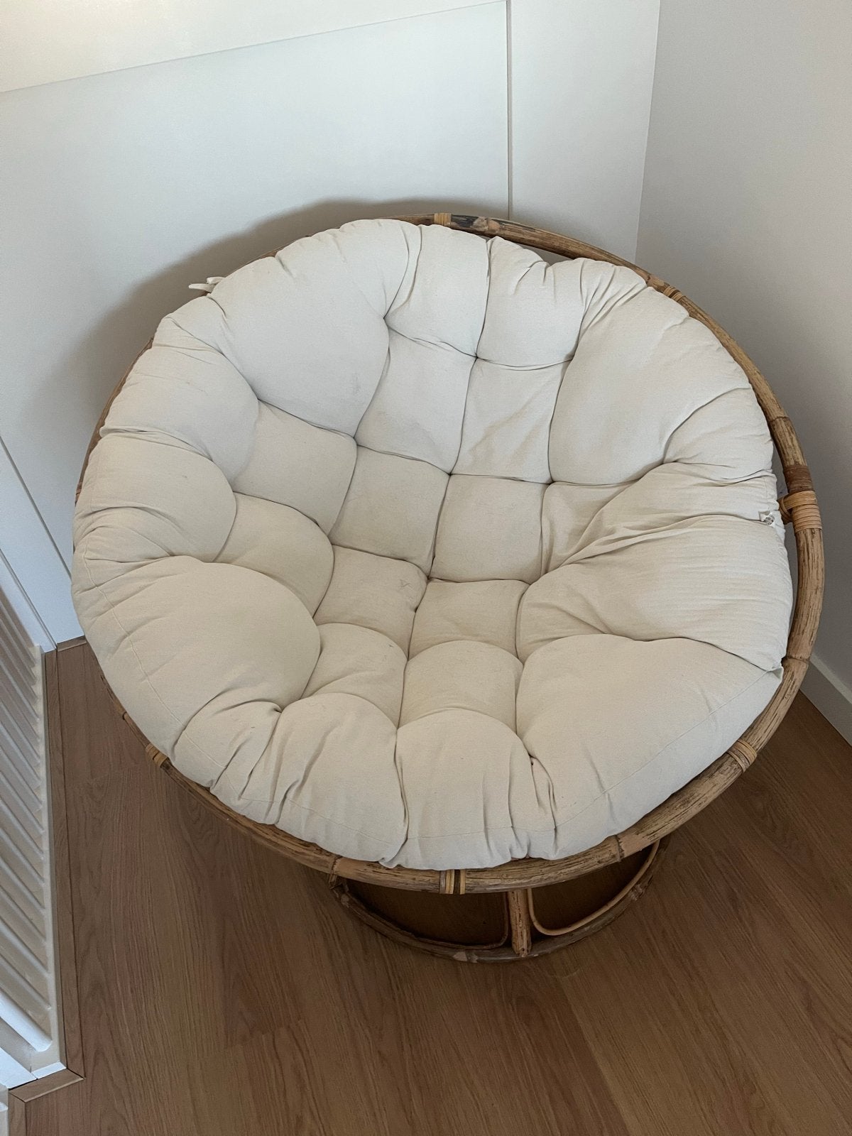 Papasan stoel met kussen - Rotan fauteuil, Huis en Inrichting, Ophalen, Overige kleuren, Riet of Rotan, Zo goed als nieuw