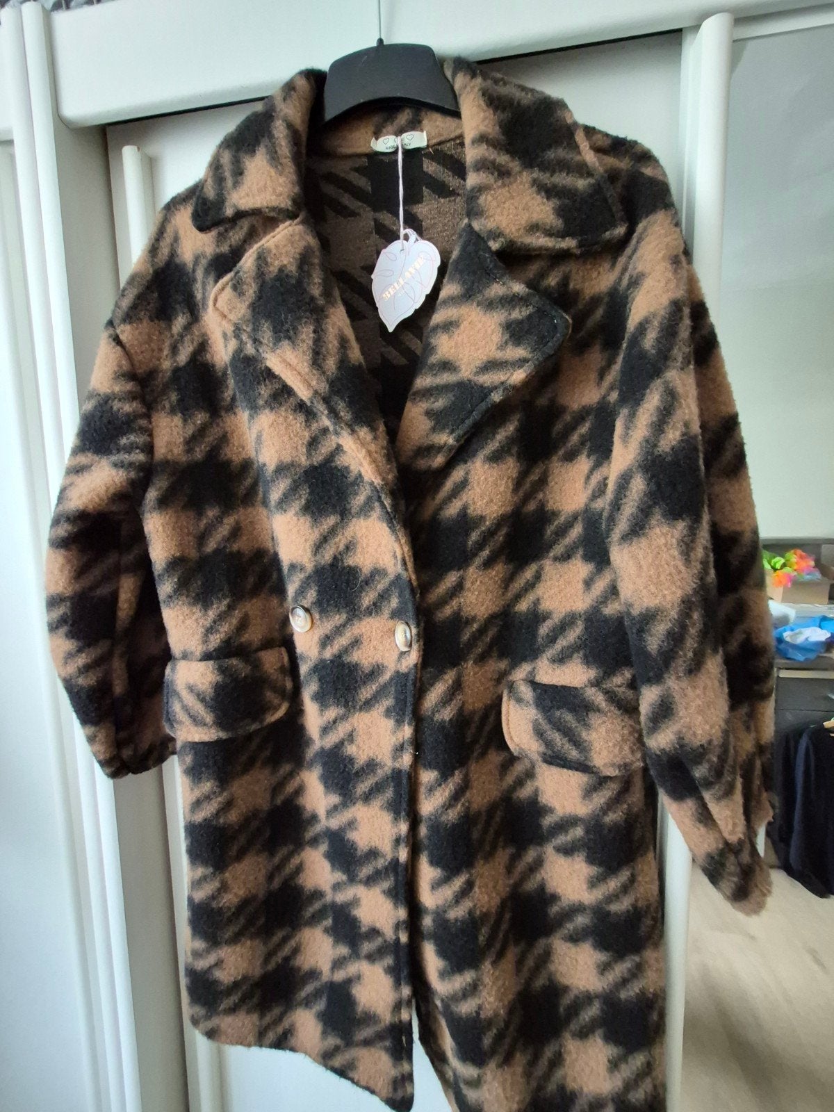 Bruin Zwart Pied de Poule Vest Jas XL - Nieuw met kaartje, Ophalen of Verzenden, Nieuw, Maat 46/48 (XL) of groter, Bruin