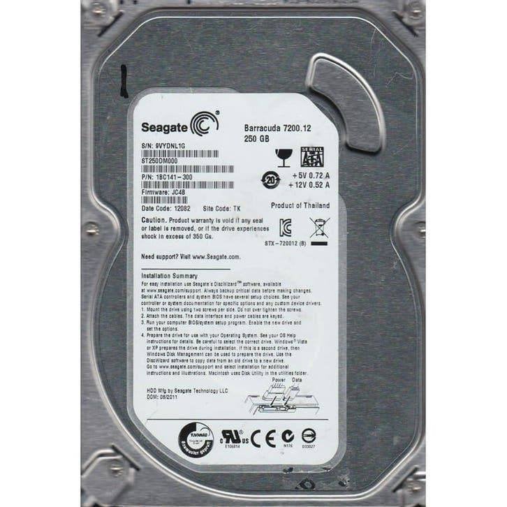 Seagate Barracuda ST250DM000 250GB HDD 3.5" SATA, Intern, Gebruikt, Ophalen of Verzenden, Seagate Ironwolf