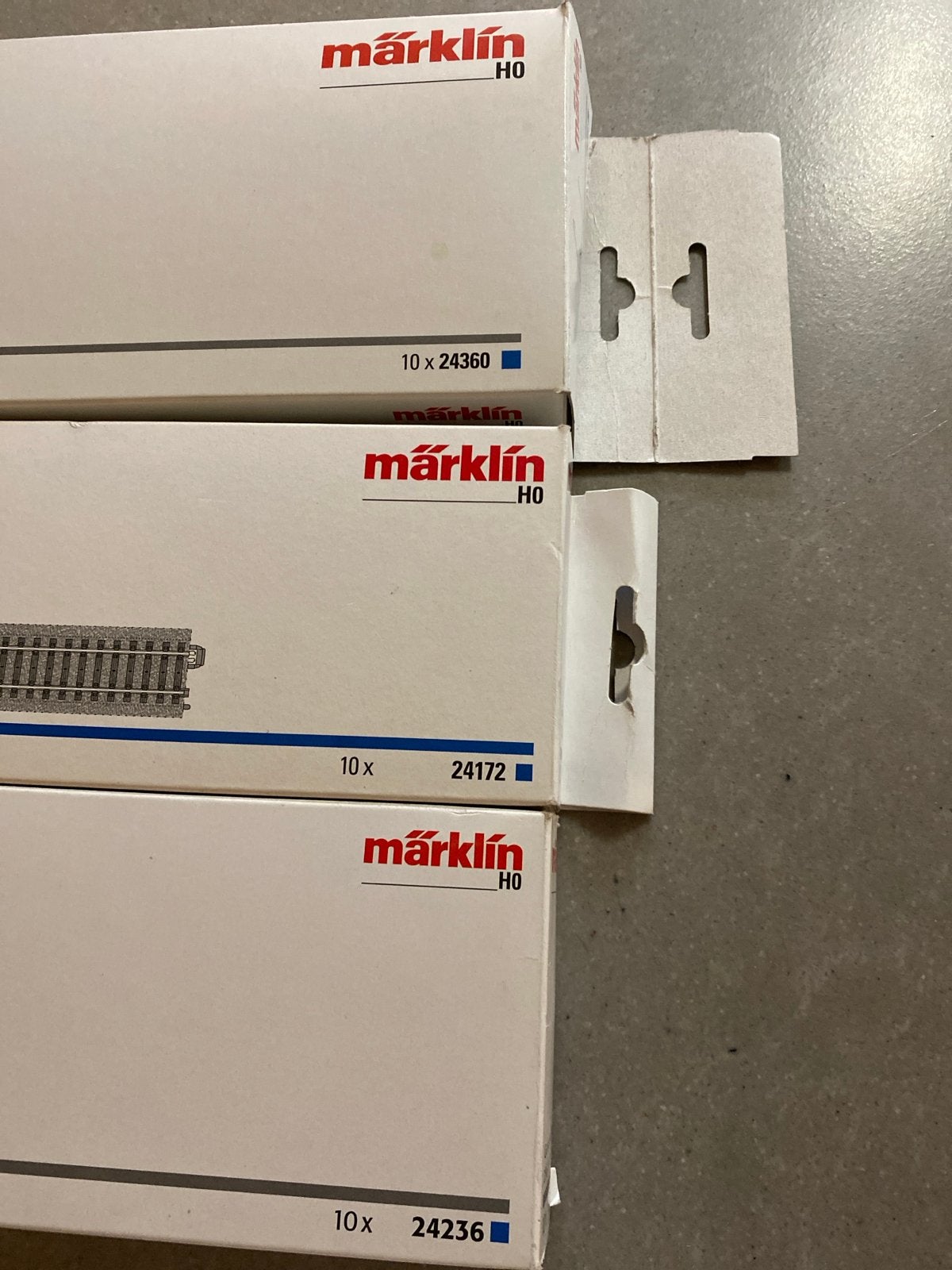 Märklin H0 C-rails: 24360, 24172, 24236 (10 stuks per type), Wisselstroom, Gebruikt, Rails, Ophalen of Verzenden