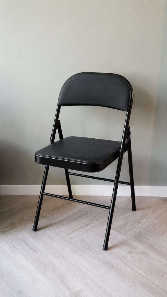 zwarte klapstoelen met bekleding, Ophalen of Verzenden, Zwart, Vijf, Zes of meer stoelen