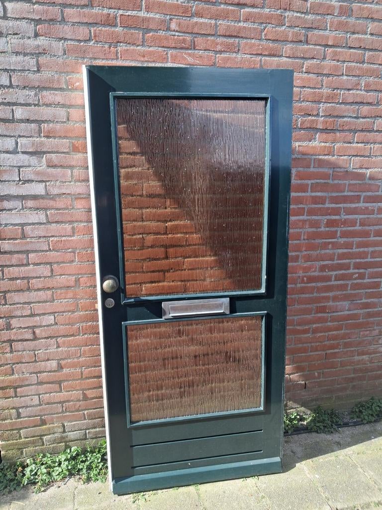 Naar binnen draaiende voordeur 92.5x201cm dubbelglas sier, Ophalen, Gebruikt, 80 tot 100 cm, Buitendeur