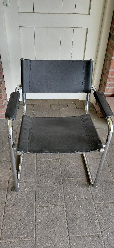 Buisframe stoel ., Ophalen, Zwart, Eén, Leer