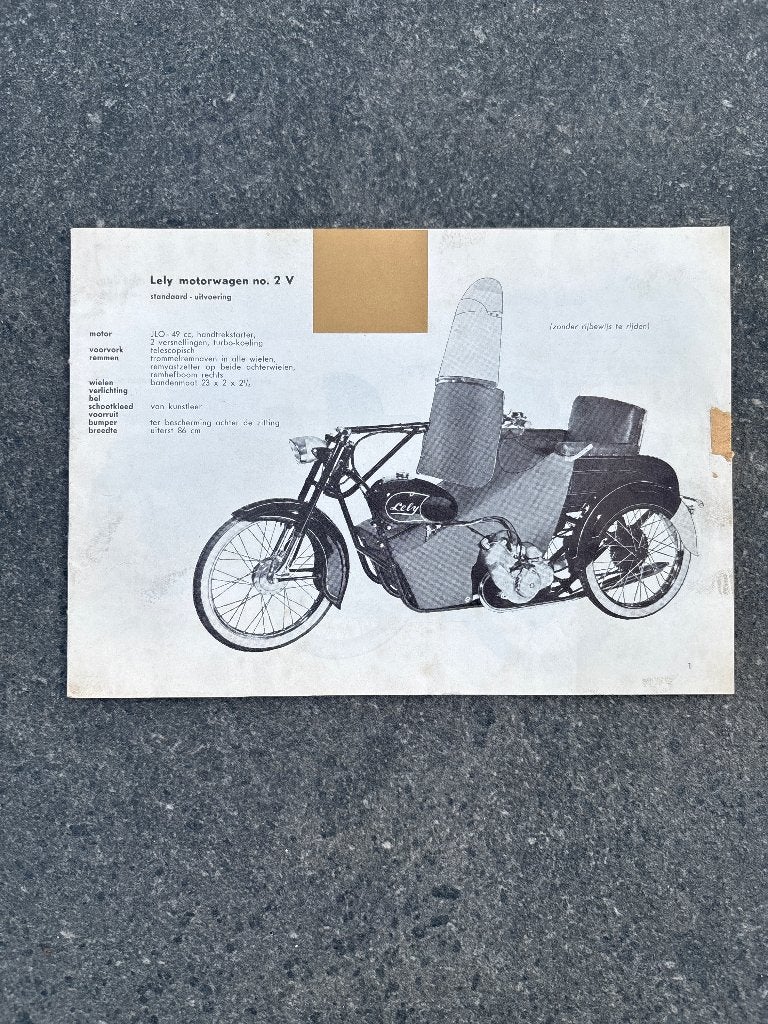 Lely Motorwagen No. 2 V Folder (JLO 49cc Invalidenwagen ), Boeken, Ophalen of Verzenden
