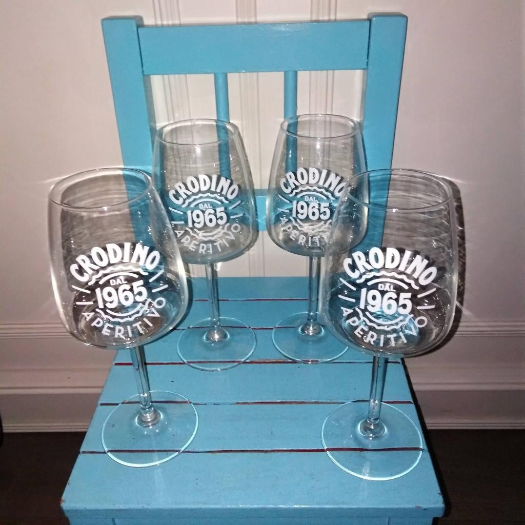 Crodino aperitivo 1965 glazen 4 stuks, Glas of Glazen, Ophalen of Verzenden, Overige stijlen, Glas