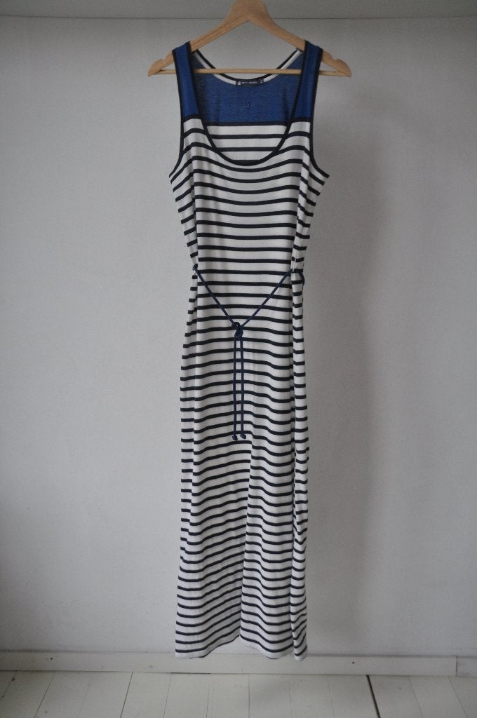 Petit Bateau lange jurk/strandjurk blauw streepje maat S/M, Maat 38/40 (M), Blauw, Petit Bateau, Ophalen of Verzenden