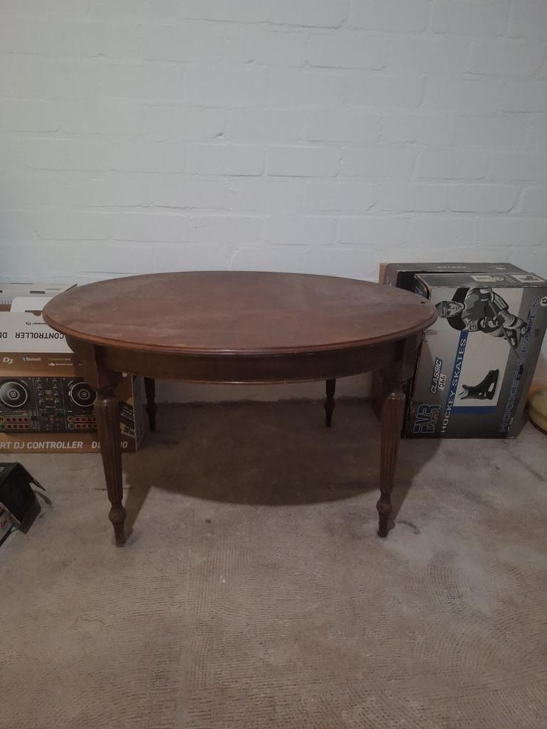 Vintage ronde houten salontafel -, Antiek en Kunst, Ophalen