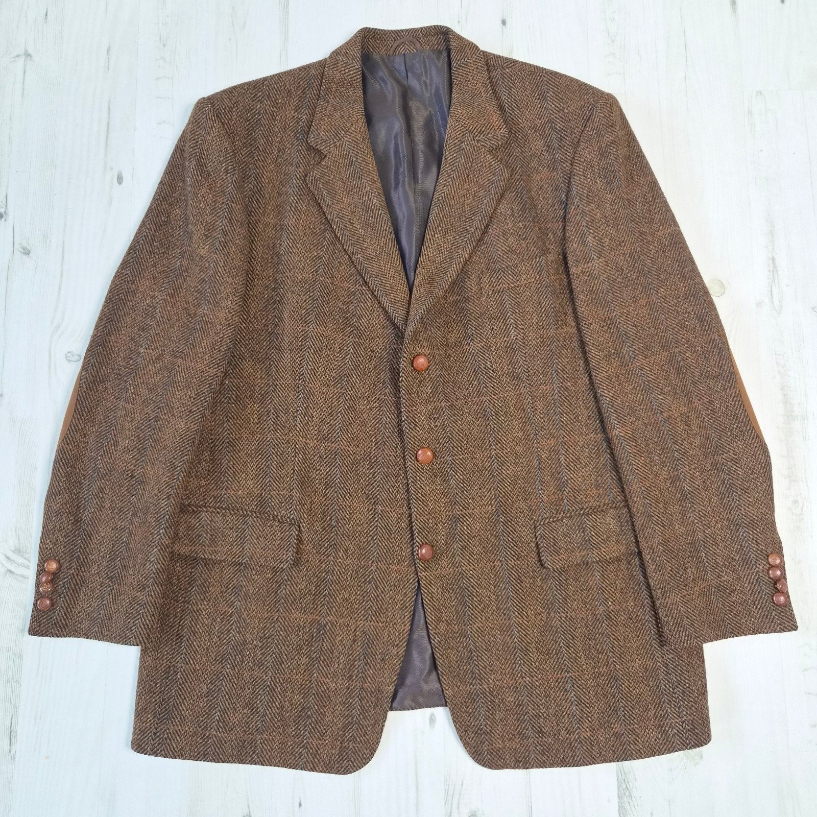 Harris Tweed Mario Barutti colbert 56 R46 100% wol bruin, Harris Tweed, Bruin, Maat 56/58 (XL), Ophalen of Verzenden
