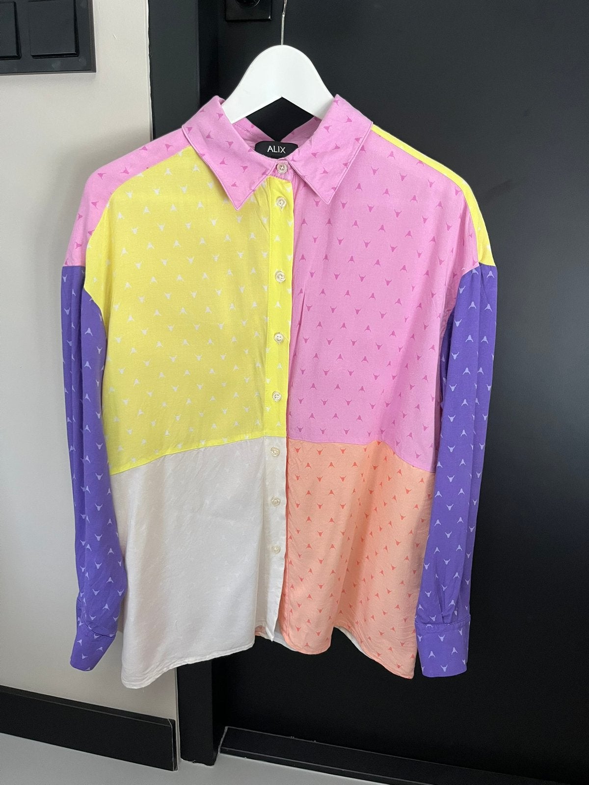 Alix the label color block blouse Lila, roze, geel S 36/38, Ophalen of Verzenden, Zo goed als nieuw, Maat 36 (S), Geel