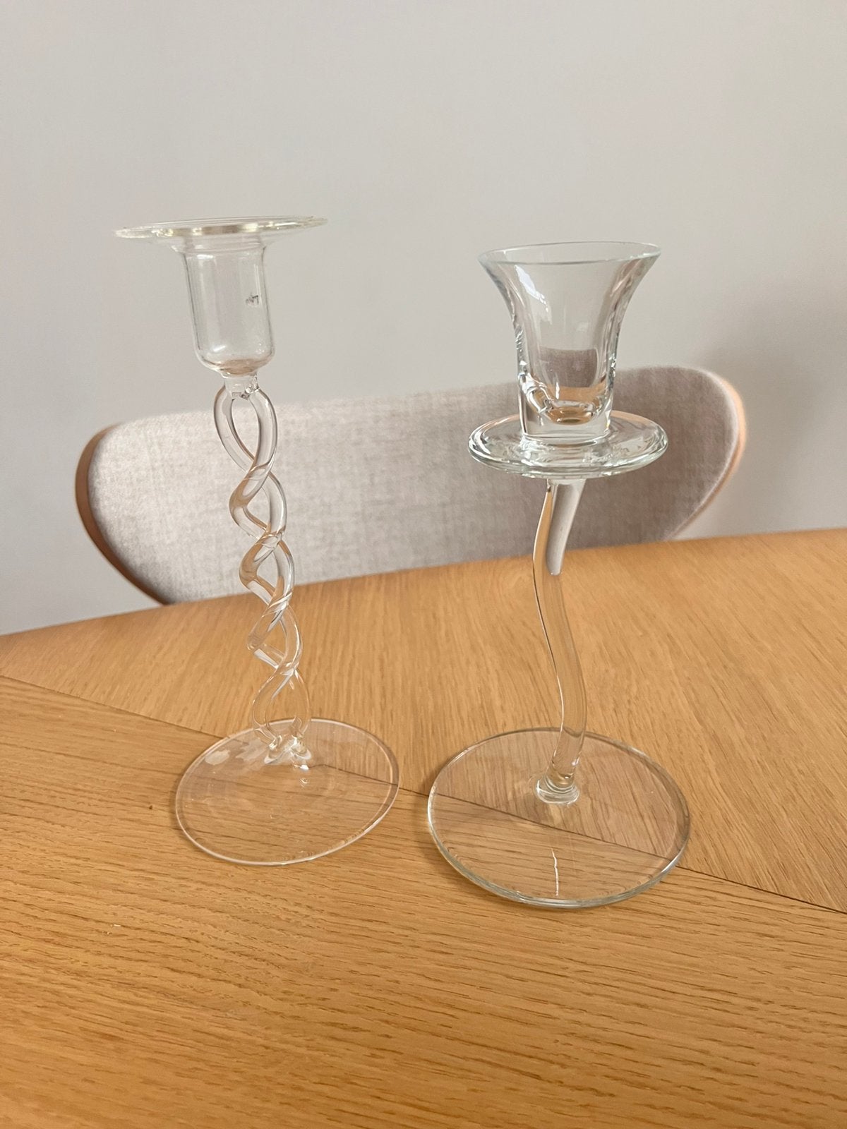 2 bijzondere glas kandelaars, Ophalen of Verzenden, Glas