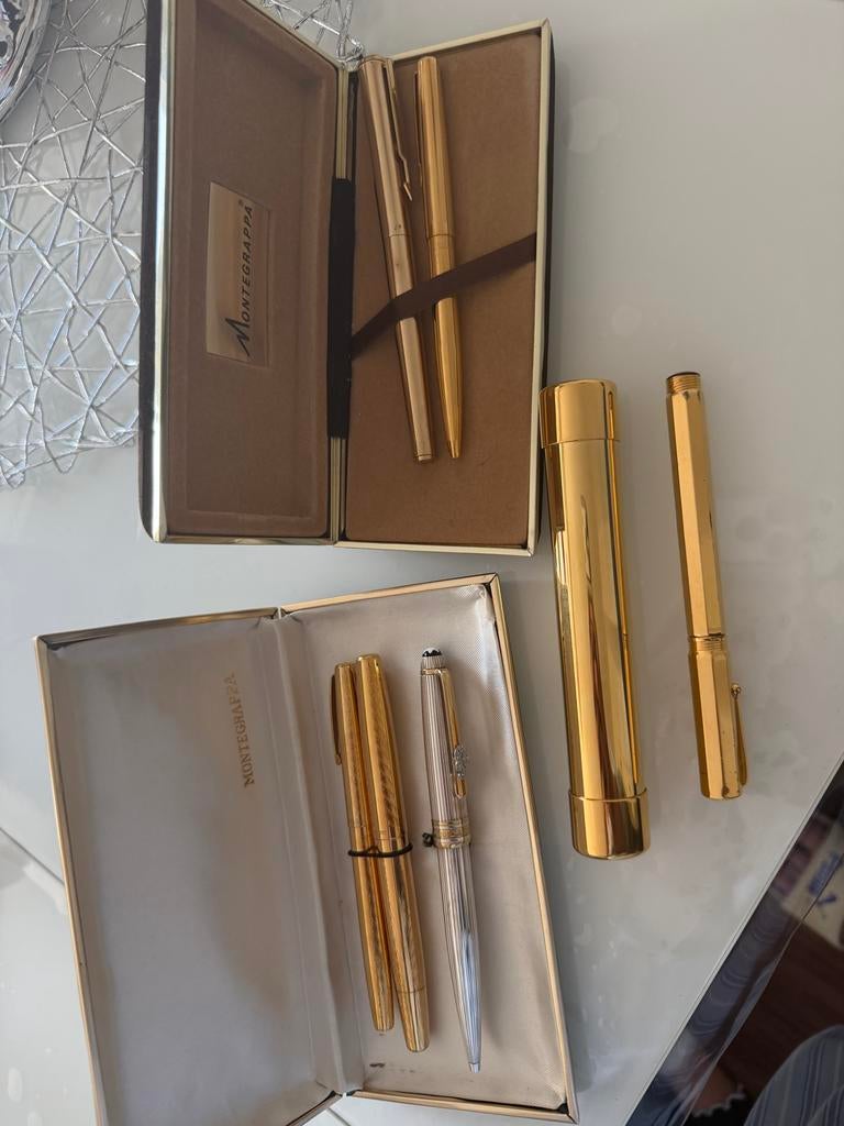 Exclusieve Pennenset: Montegrappa, Monteblanco, Parker, Verzamelen, Pennenverzamelingen, Overige merken, Pennenset, Gebruikt, Met doosje